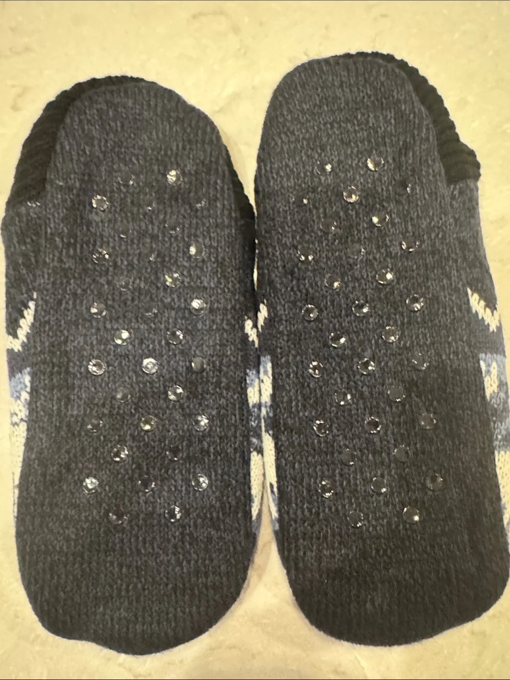 Men's (Size XL) Navy Blue Reindeer fleece Lined Slipper Socks